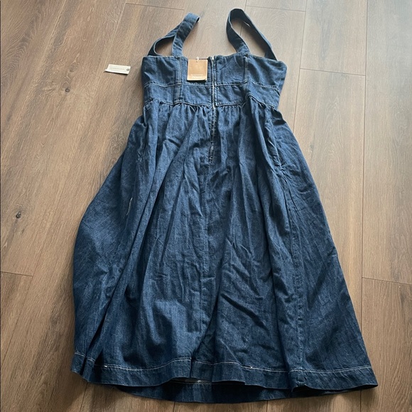 Reformation Anthropologie Dress Denim Tagliatelle Retro Preppy Boho Size 12 NEW - Picture 6 of 7